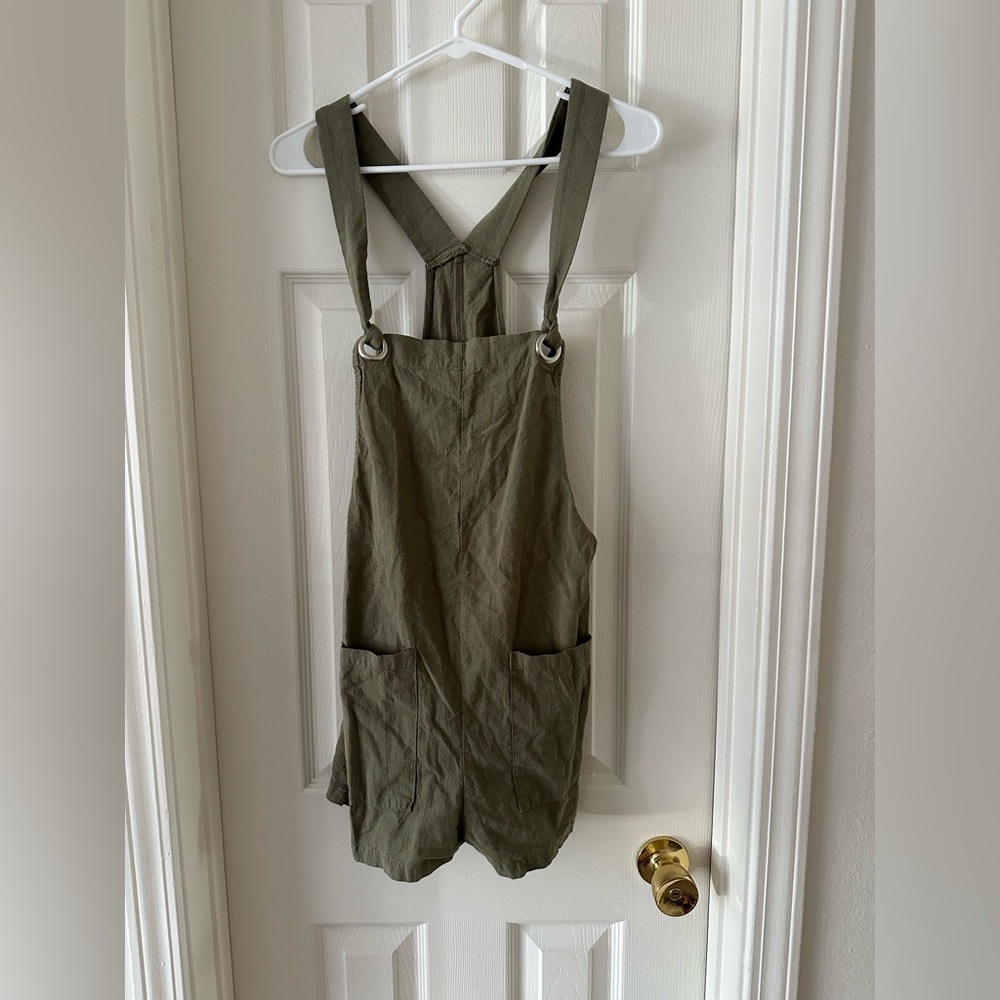 Olive Green Overalls with Pockets
